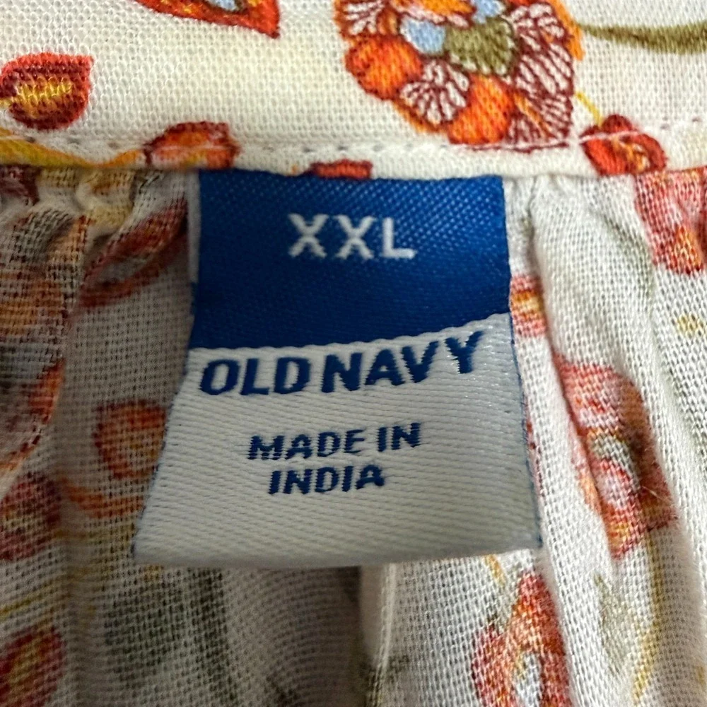 Old Navy Blouse XXL Floral Boho Cottagecore Peasant Prairie Mori Kei Casual Chic